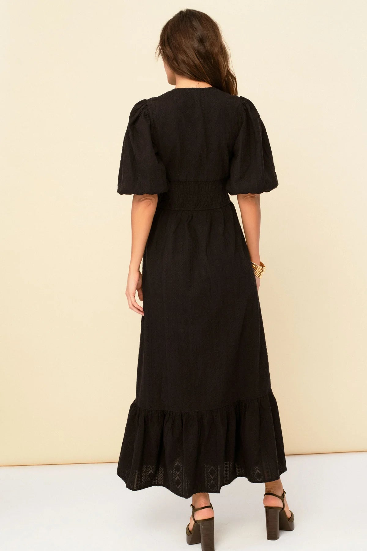 Magnolia Embroidery Dress - Black