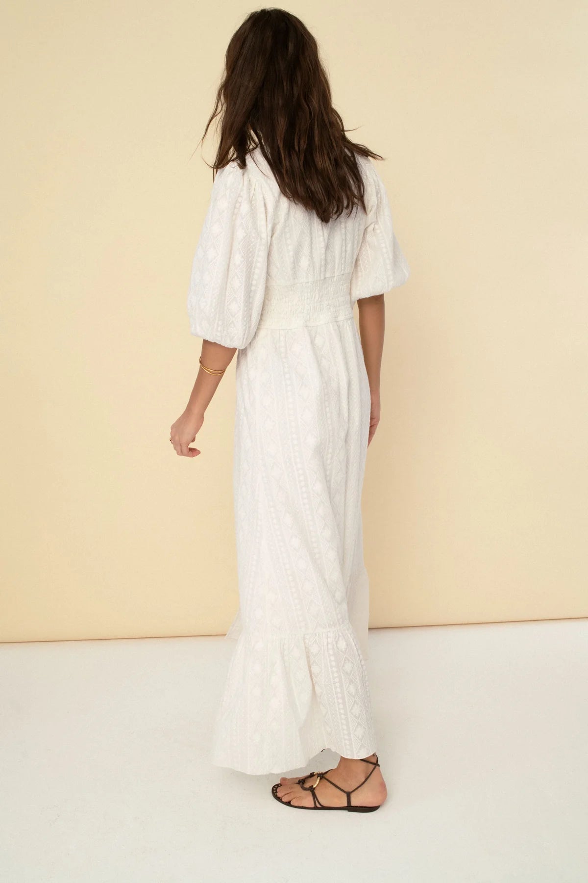 Magnolia Embroidery Dress - White