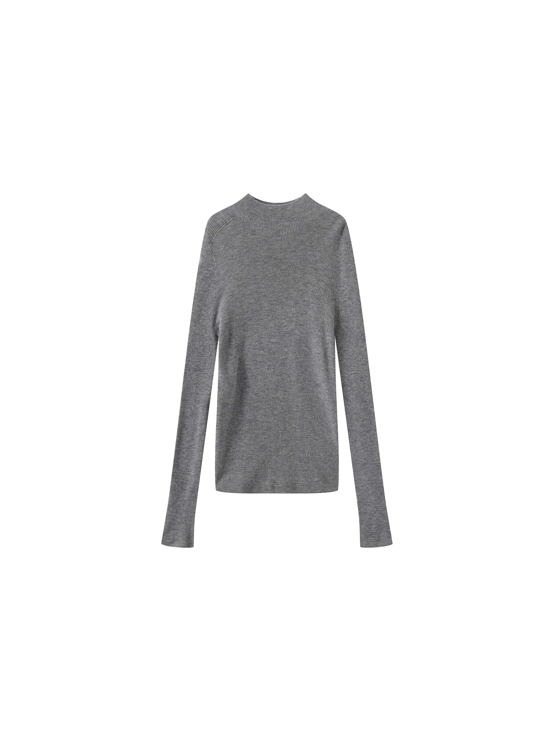 Merino Wool Turtleneck Knitwear Jumper: Gray / S