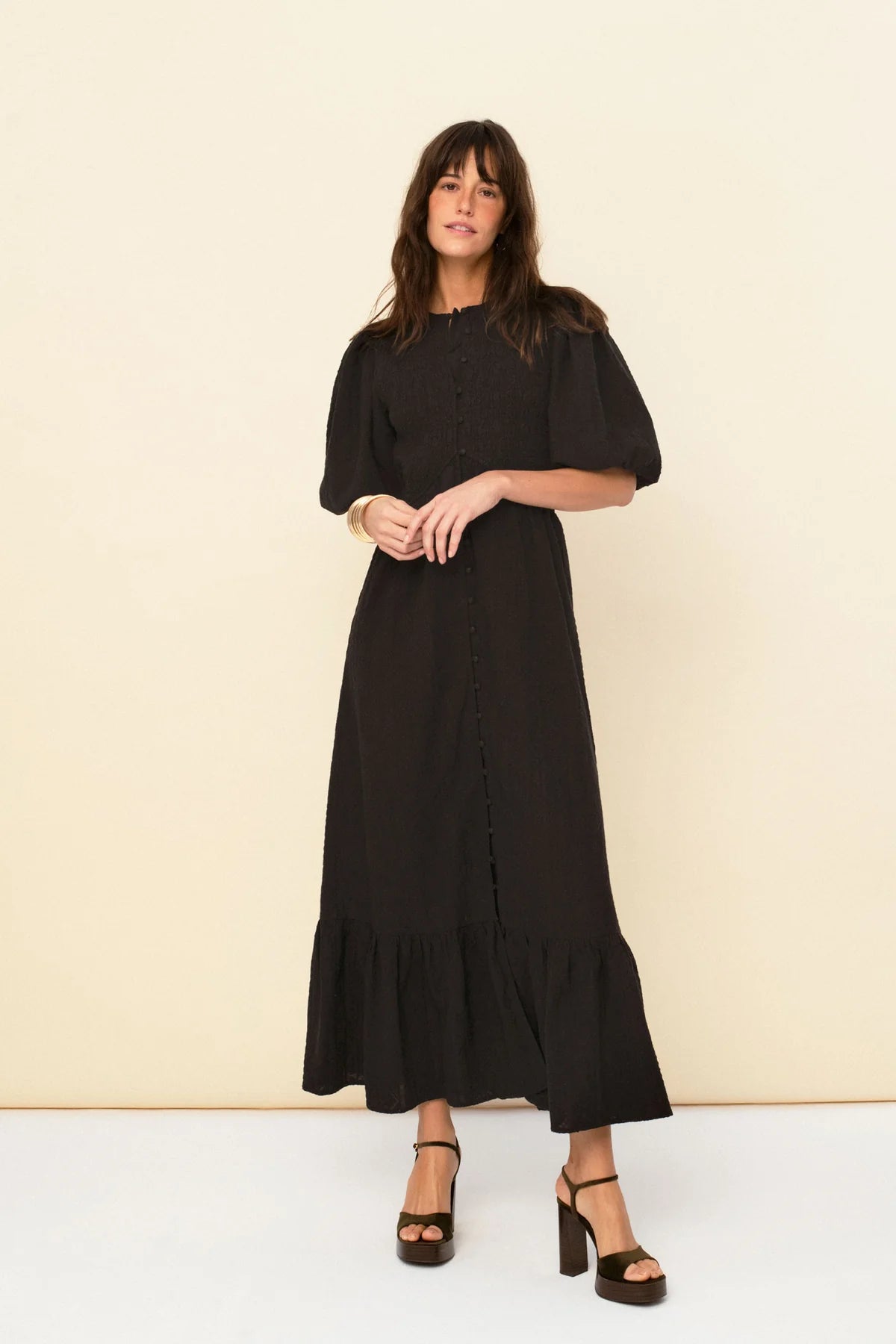 Magnolia Embroidery Dress - Black