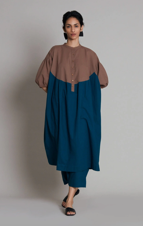 Acra Dress Beige & Teal